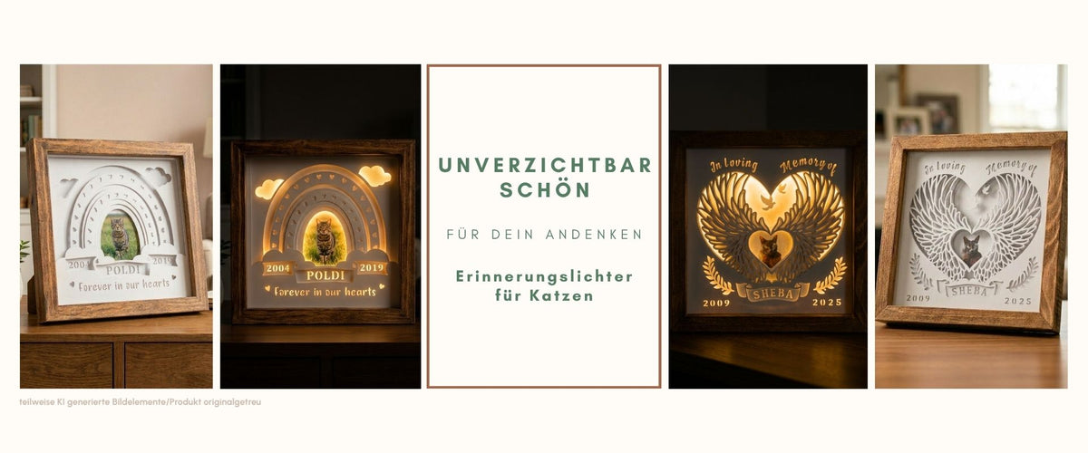 Erinnerung für Katzen als Personalisiertes Erinnerungslicht im Altholzrahmen - unverzichtbar schön-responsible handmade design