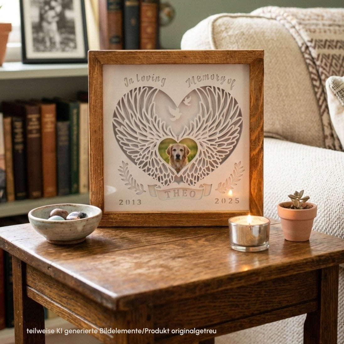 Fotolicht Seelenhund im Wohnzimmer – würdevolles Andenken als Trauergeschenk