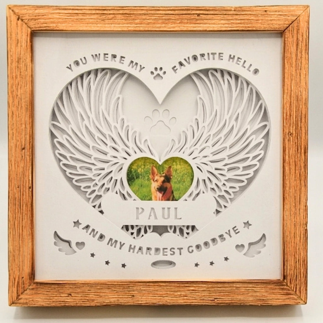 Altholz-Detail Gedenklampe Hund – handgefertigtes Erinnerungsstück aus recyceltem Holz-unverzichtbar schön - responsible handmade design