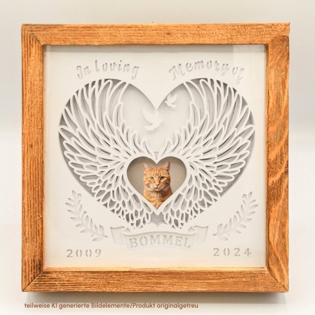 Trauerlicht Katze – handgefertigte Fotoerinnerung aus recyceltem Holz - unverzichtbar schön - responsible handmade design