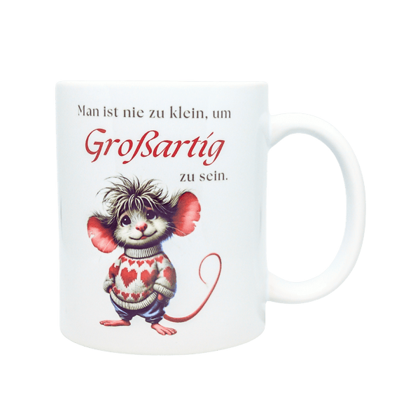 Keramiktasse, mit Affirmation durch nachhaltigen Sublimationsdruck veredelt. Für kleine & große Helden! - unverzichtbar schön - responsible handmade design