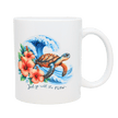 Nachhaltige Keramiktasse, mit Affirmation "Go with the flow" und wunderschöner Schildkröte bedruckt. - unverzichtbar schön - responsible handmade design