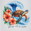 Nachhaltige Keramiktasse, mit Affirmation "Go with the flow" und wunderschöner Schildkröte bedruckt. - unverzichtbar schön - responsible handmade design