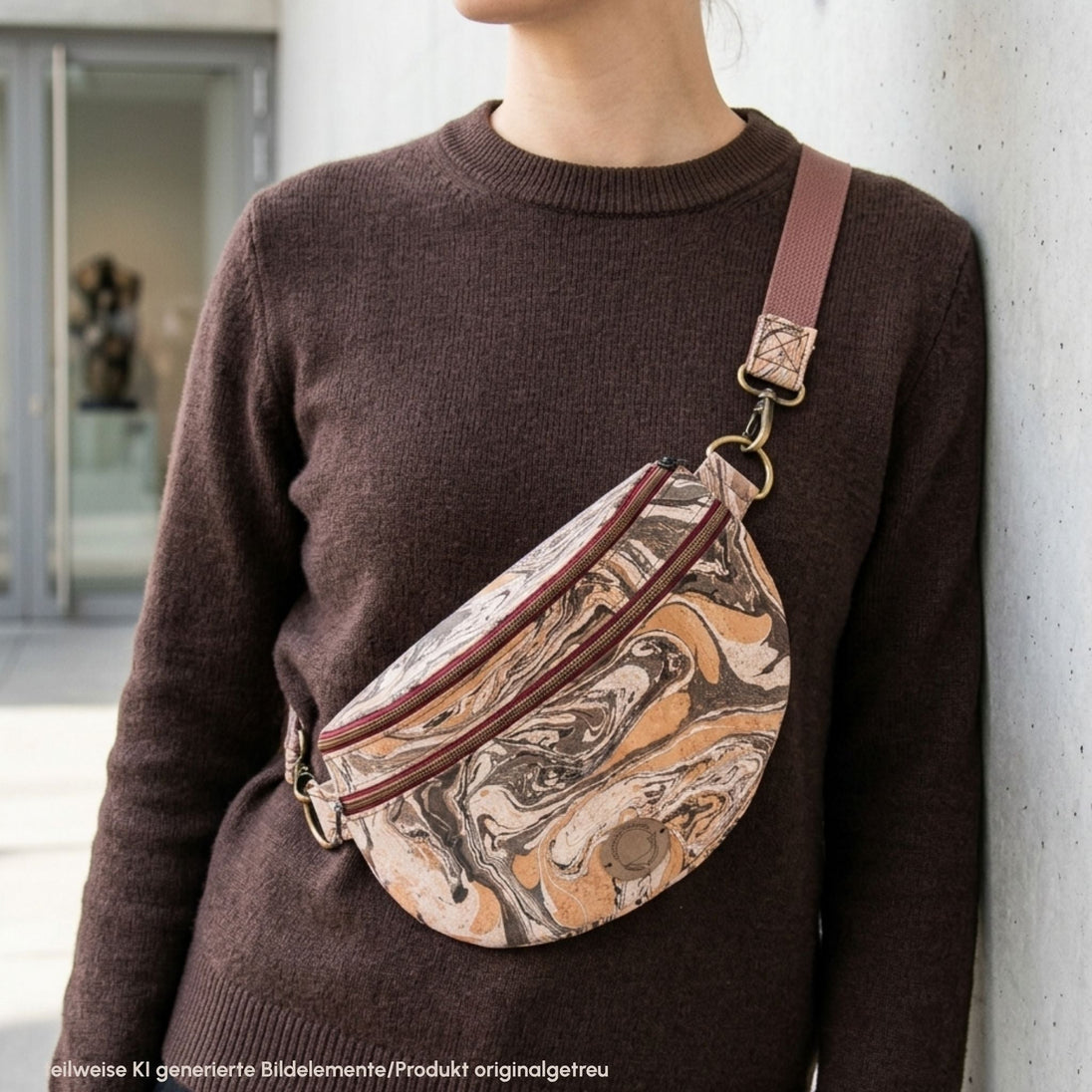 Sling Bag im Bauchtaschen - Style - Handarbeit aus Kork (braun) - unverzichtbar schön - responsible handmade design