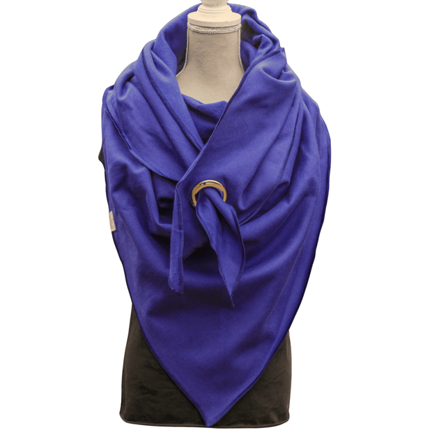 XXL Dreieckstuch/Halstuch mit Öse aus Bio Sweat in indigo blau - Ansicht von vorne